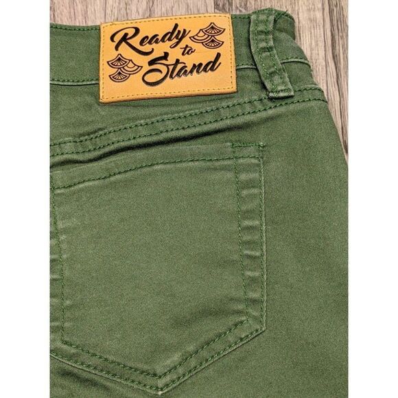 Destination Disney Juniors Size 5 Pockets Scalloped Pattern Green Denim Jeans - Picture 5 of 12